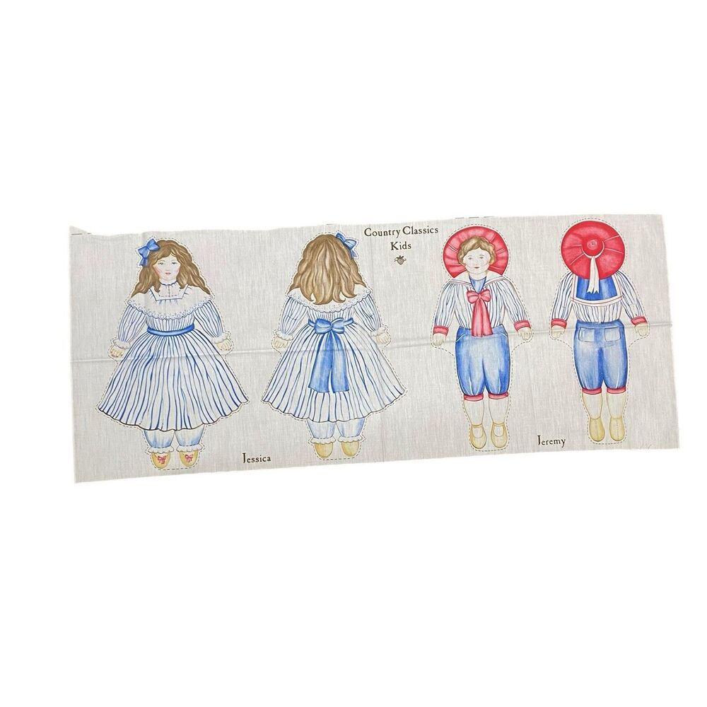 Vintage Country Classic Kids JESSICA JEREMY Doll Pattern Cut & Sew Fabric Panel